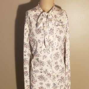 1970s Vintage Floral Button Down Blouse SZ LG